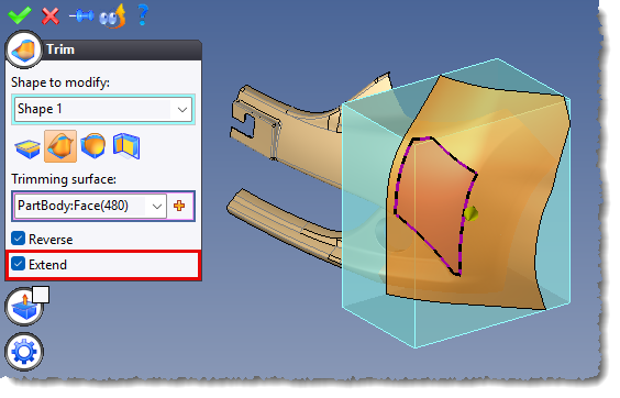 Imagem — Trim — opção Extend